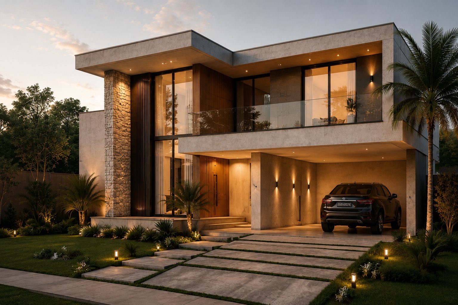 Casa moderna construída pela DJC Construções no litoral do Paraná